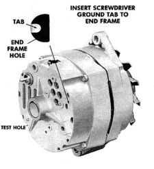 alternator repair manual end frame test hole detail